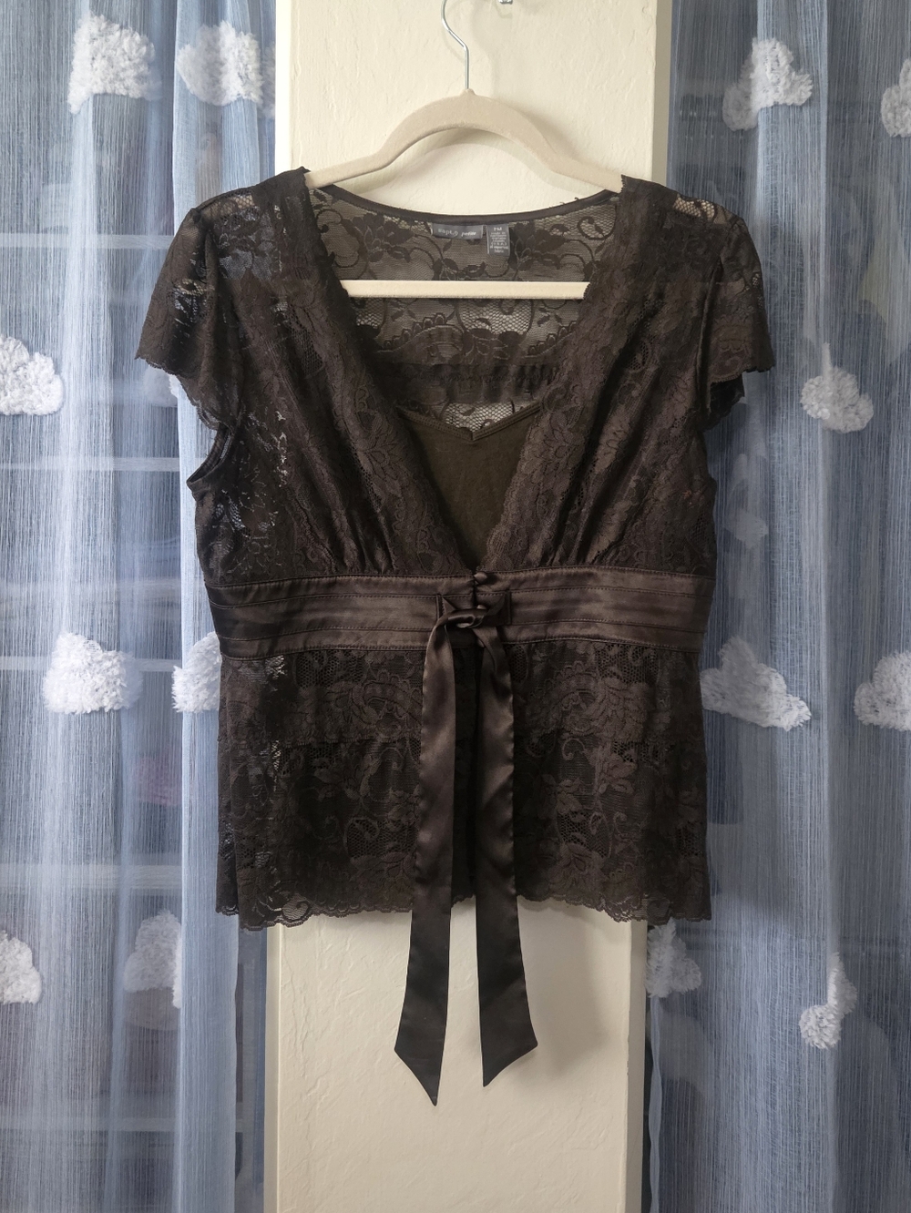 Apt. 9 Petite Chocolate Brown Cami W/ Lace Cardigan